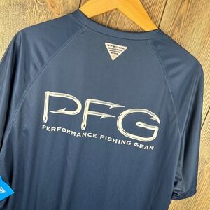 Columbia PFG Deep Waves Graphic Shirt Mens Large Blue Short Sleeve Fishing NWT